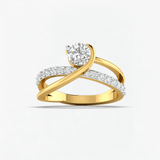 Round Diamond Criss Cross Solitaire Engagement Ring, thumbnail 1