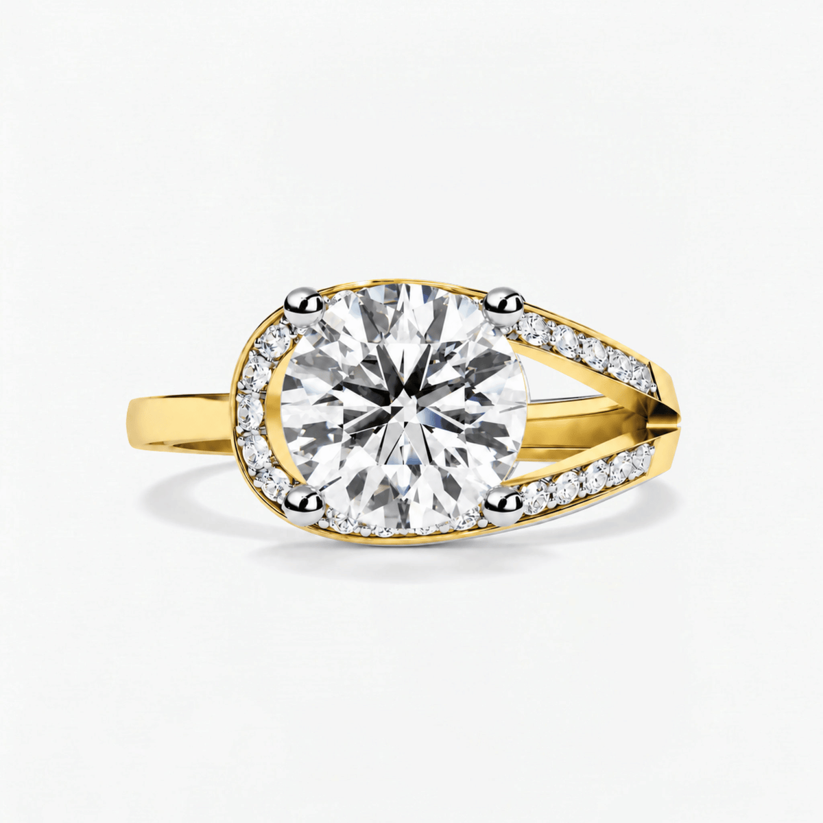 Round Diamond Radiant Veil Engagement Ring
