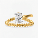 Oval Diamond Pearl Twist Solitaire Engagement Ring, thumbnail 3