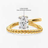 Oval Diamond Pearl Twist Solitaire Engagement Ring, thumbnail 10