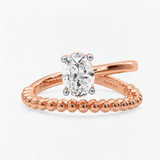 Oval Diamond Pearl Twist Solitaire Engagement Ring, thumbnail 8