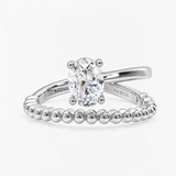 Oval Diamond Pearl Twist Solitaire Engagement Ring, thumbnail 4