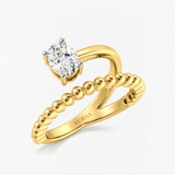 Oval Diamond Pearl Twist Solitaire Engagement Ring, thumbnail 1