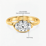 Oval Diamond Delicate Twist Semi Bazel Solitaire Ring, thumbnail 11