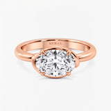 Oval Diamond Delicate Twist Semi Bazel Solitaire Ring, thumbnail 7