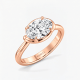 Oval Diamond Delicate Twist Semi Bazel Solitaire Ring, thumbnail 8