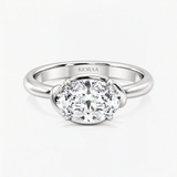 Oval Diamond Delicate Twist Semi Bazel Solitaire Ring, thumbnail 4