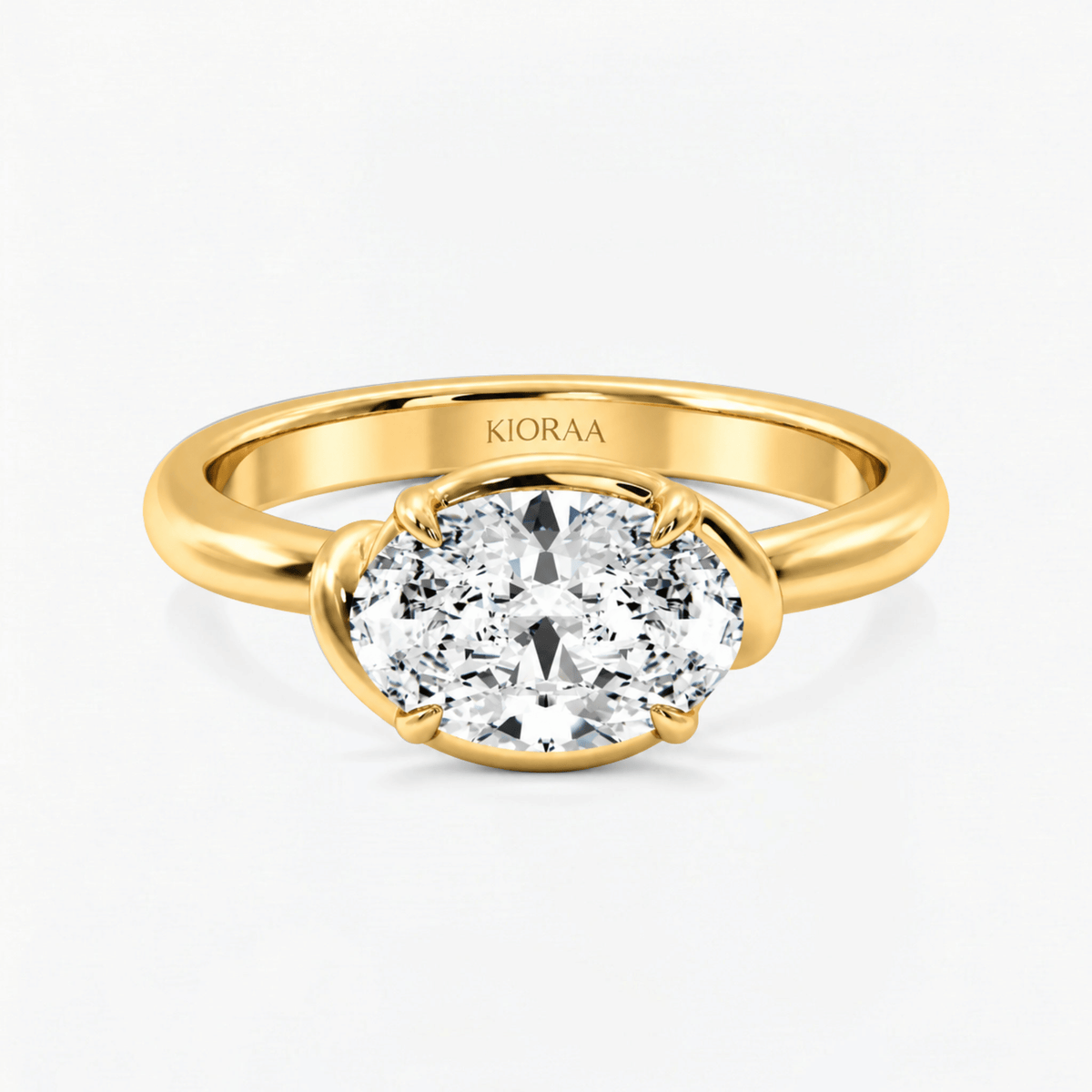 Oval Diamond Delicate Twist Semi Bazel Solitaire Ring