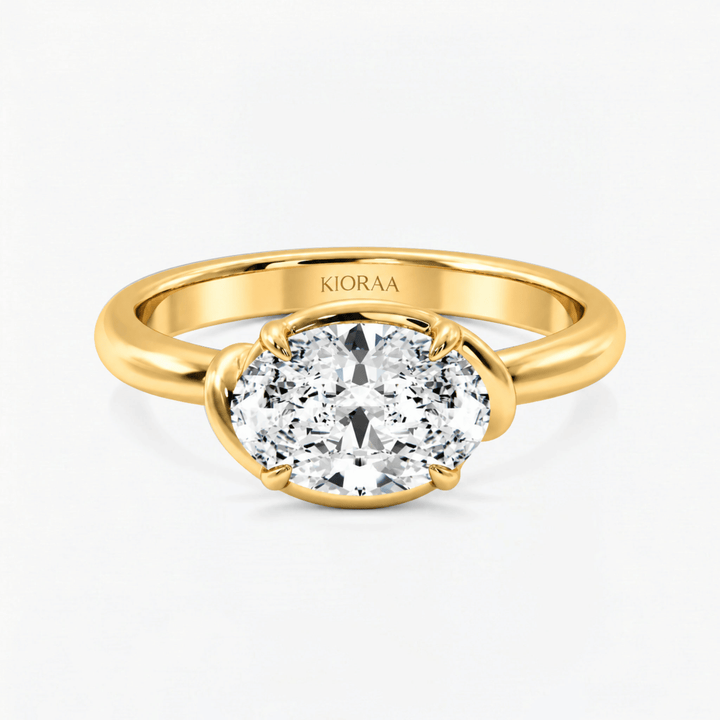Oval Diamond Delicate Twist Semi Bazel Solitaire Ring