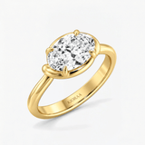 Oval Diamond Delicate Twist Semi Bazel Solitaire Ring, thumbnail 2