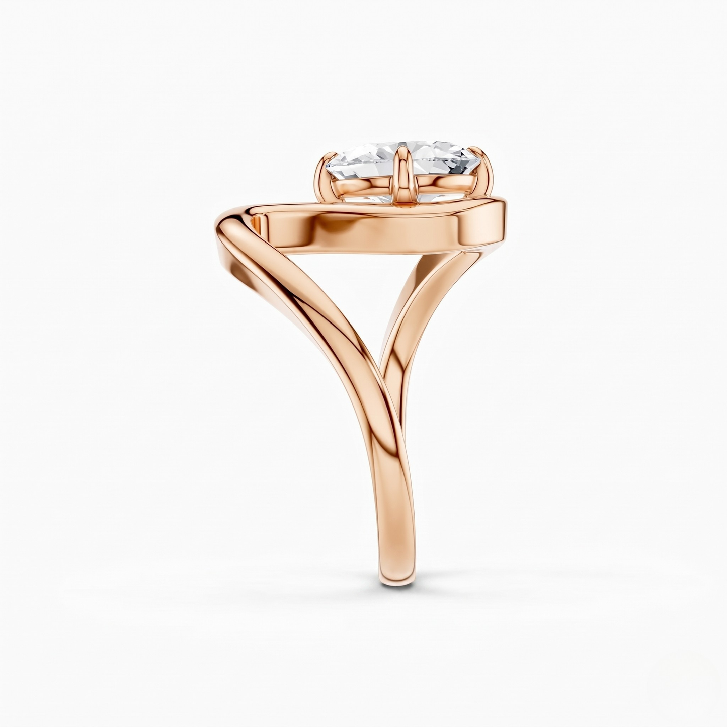 Oval Shape Diamond Open Curve Engagement Ring