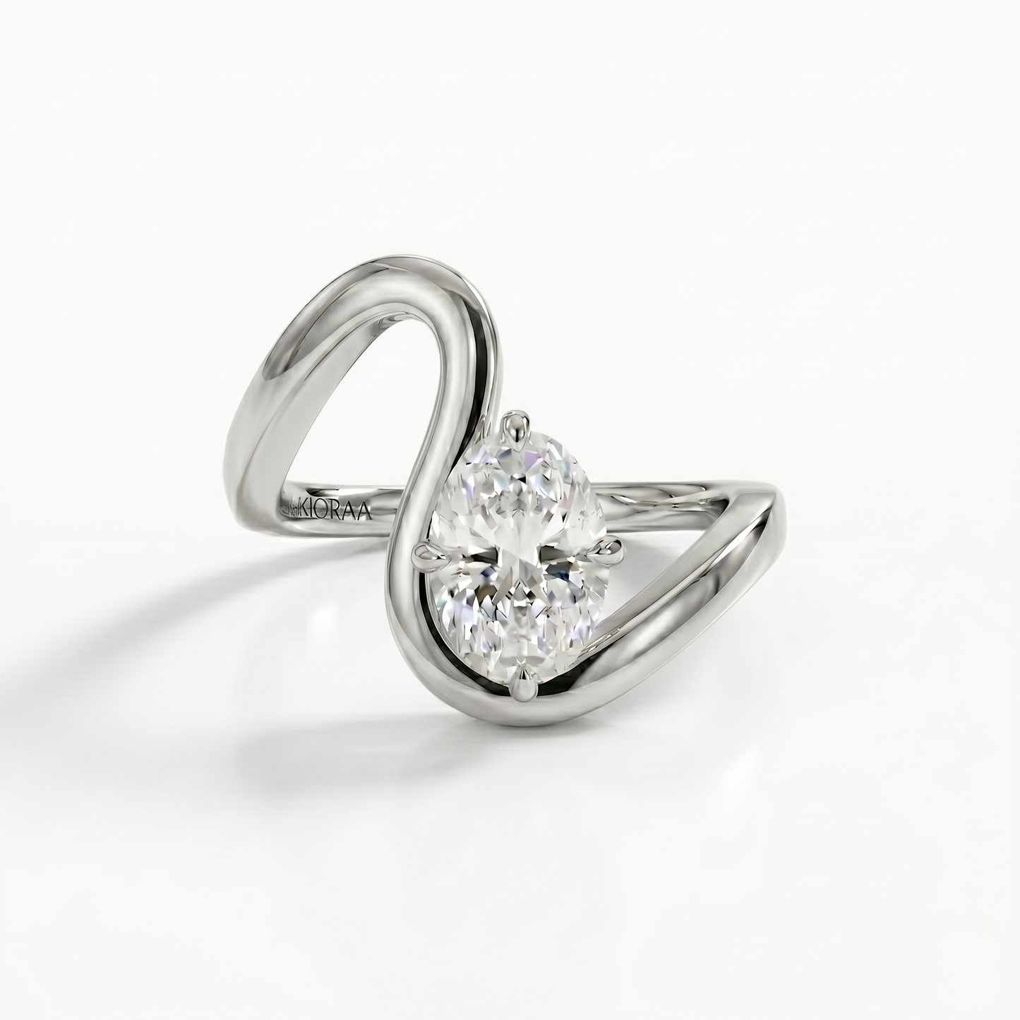 Oval Shape Diamond Open Curve Engagement Ring