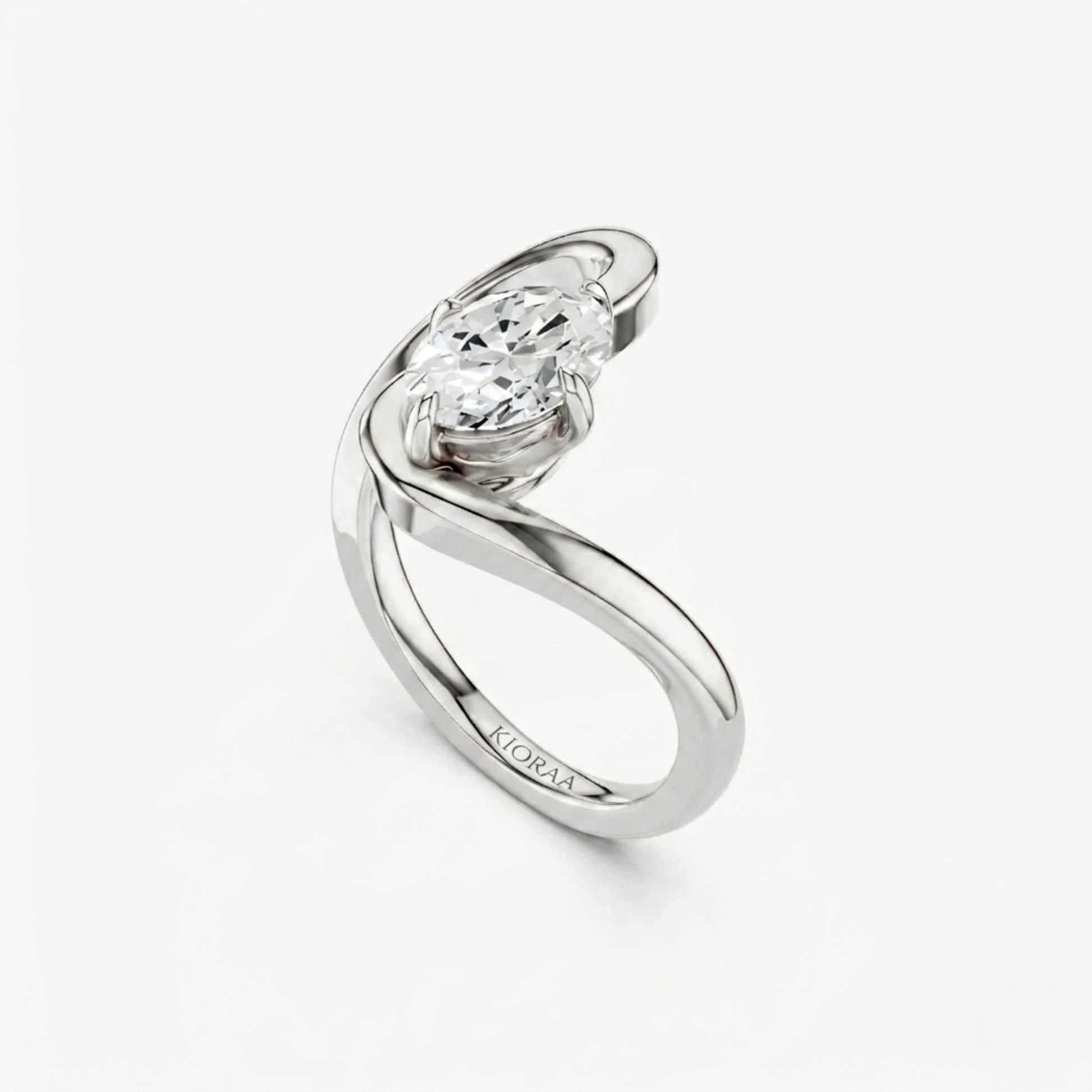 Oval Shape Diamond Open Curve Engagement Ring