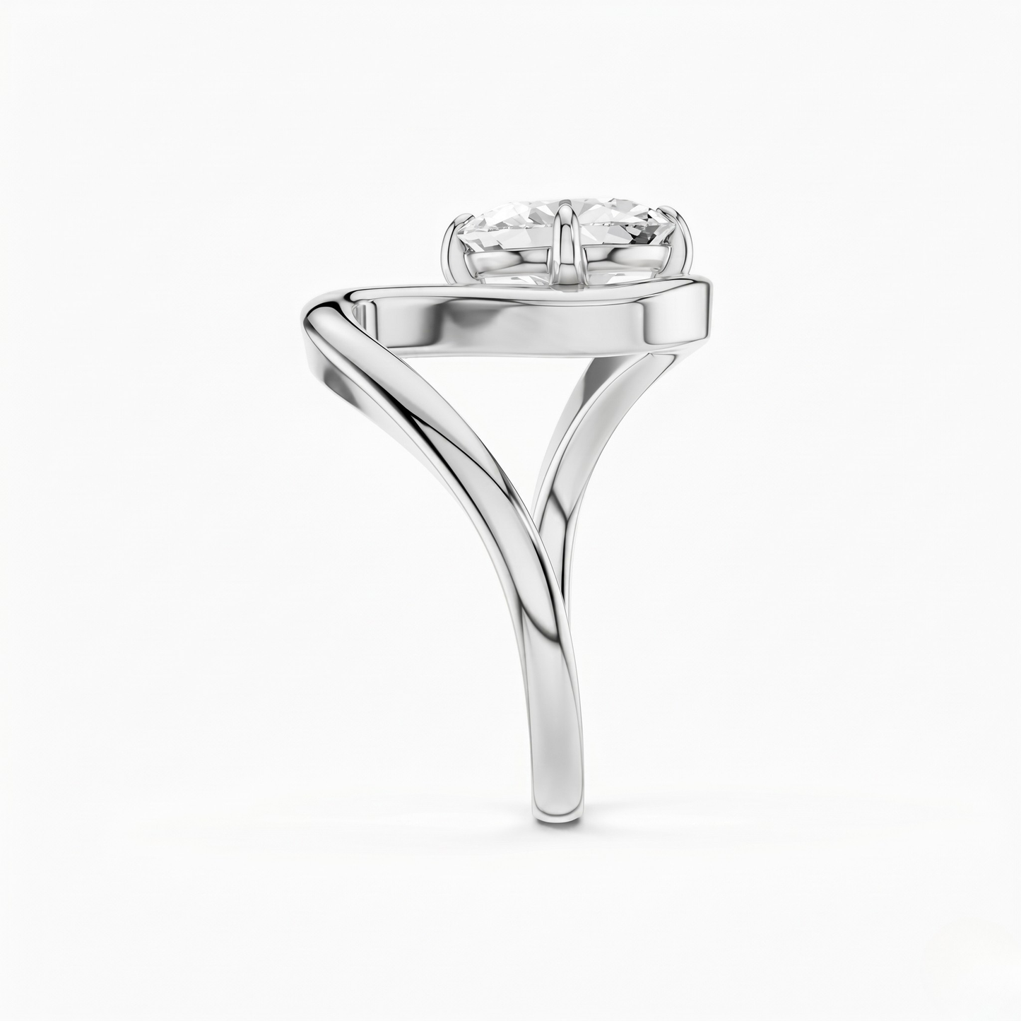 Oval Shape Diamond Open Curve Engagement Ring