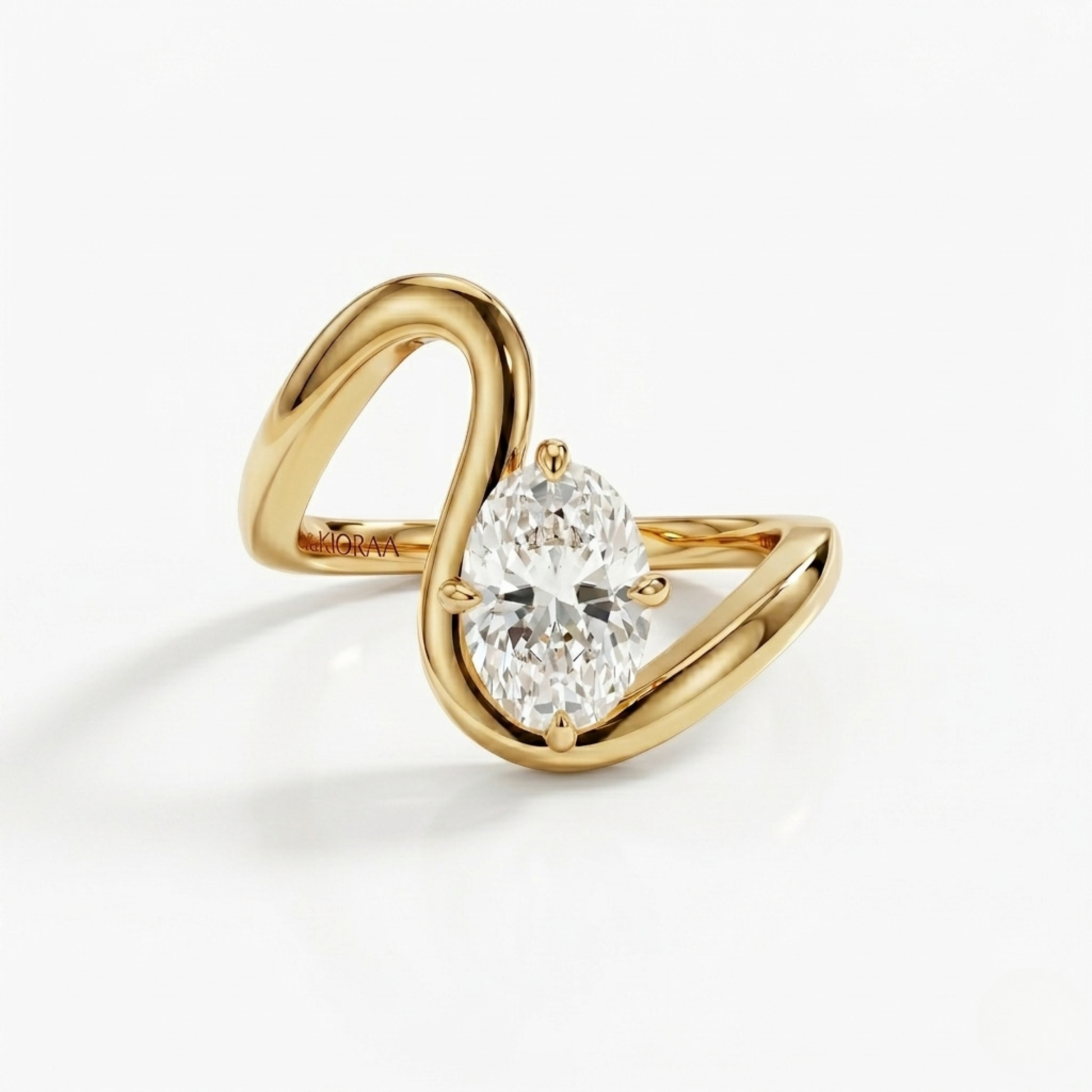 Oval Shape Diamond Open Curve Engagement Ring