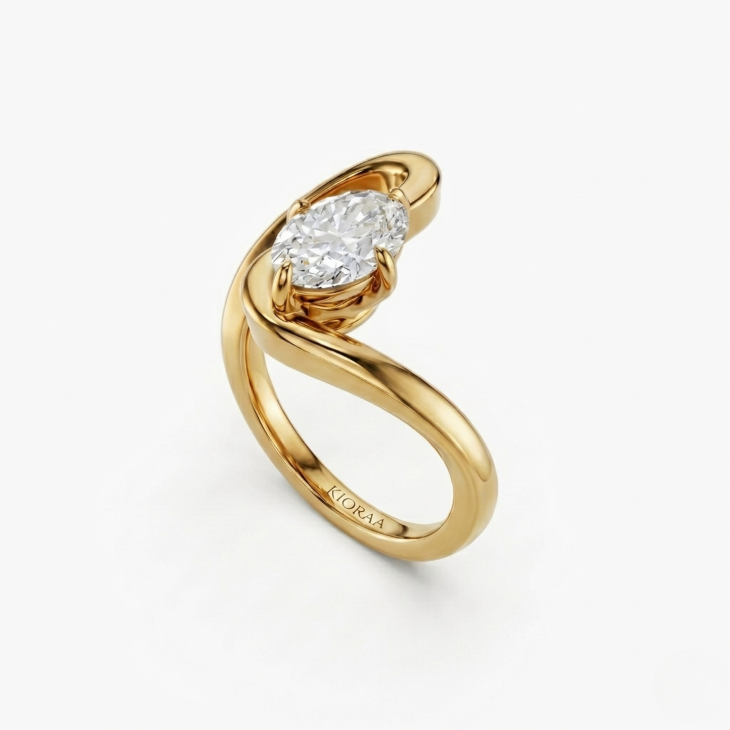 Oval Shape Diamond Open Curve Engagement Ring