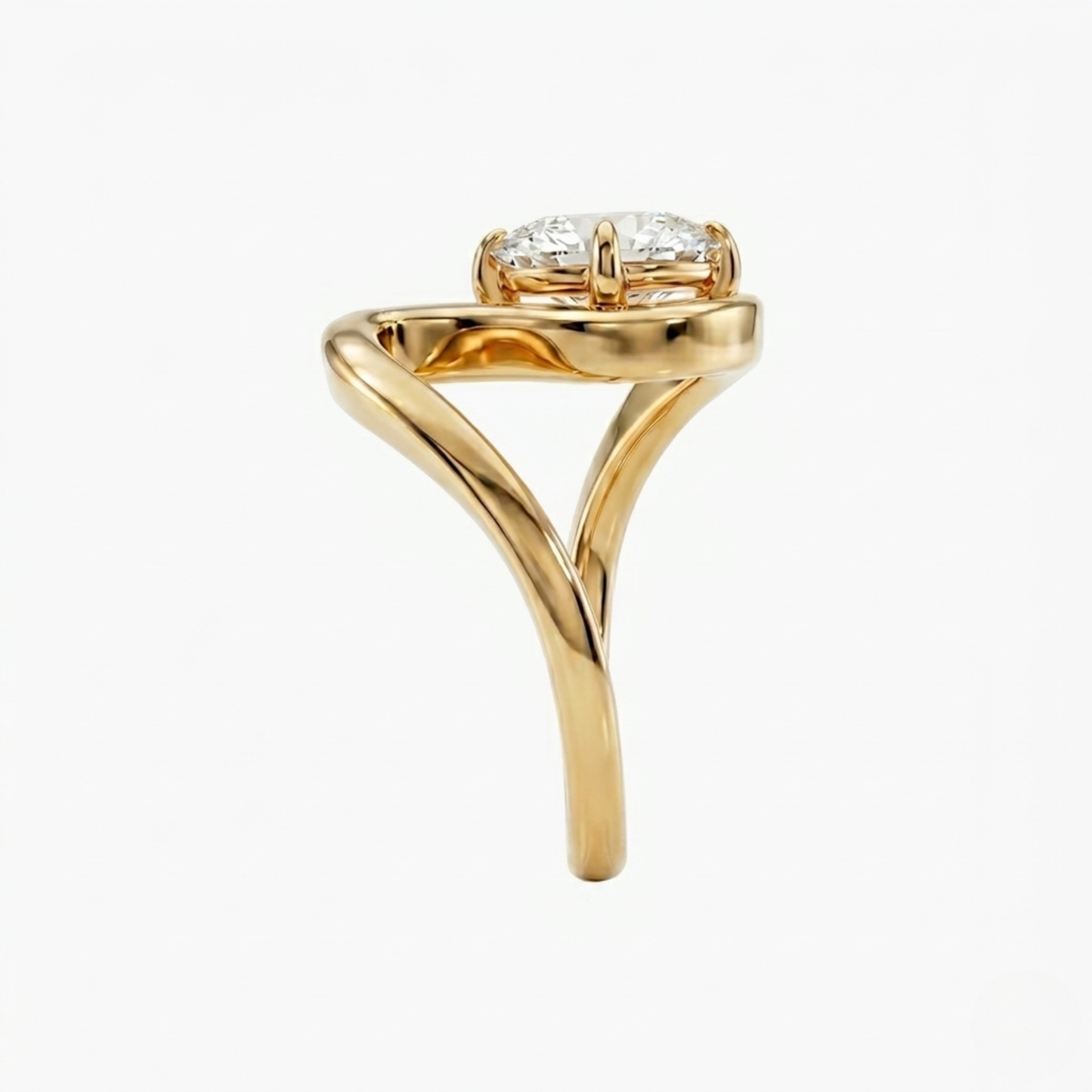 Oval Shape Diamond Open Curve Engagement Ring