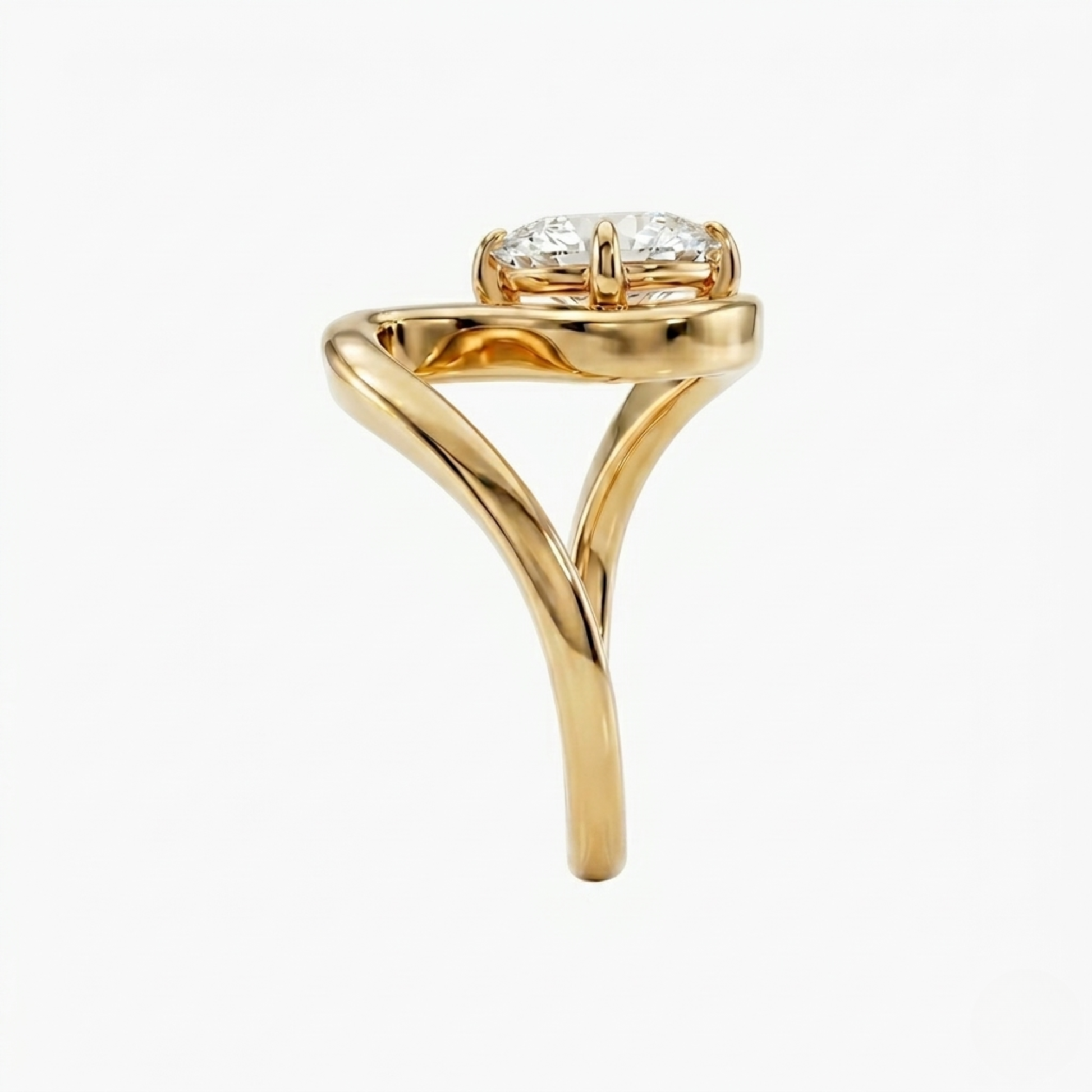 Oval Shape Diamond Open Curve Engagement Ring