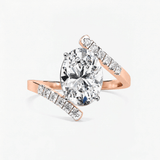 Oval Diamond Wings Engagement Ring, thumbnail 7