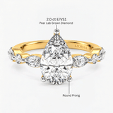 Pear Diamond Petals Solitaire Ring, thumbnail 10