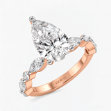 Pear Diamond Petals Solitaire Ring, thumbnail 8