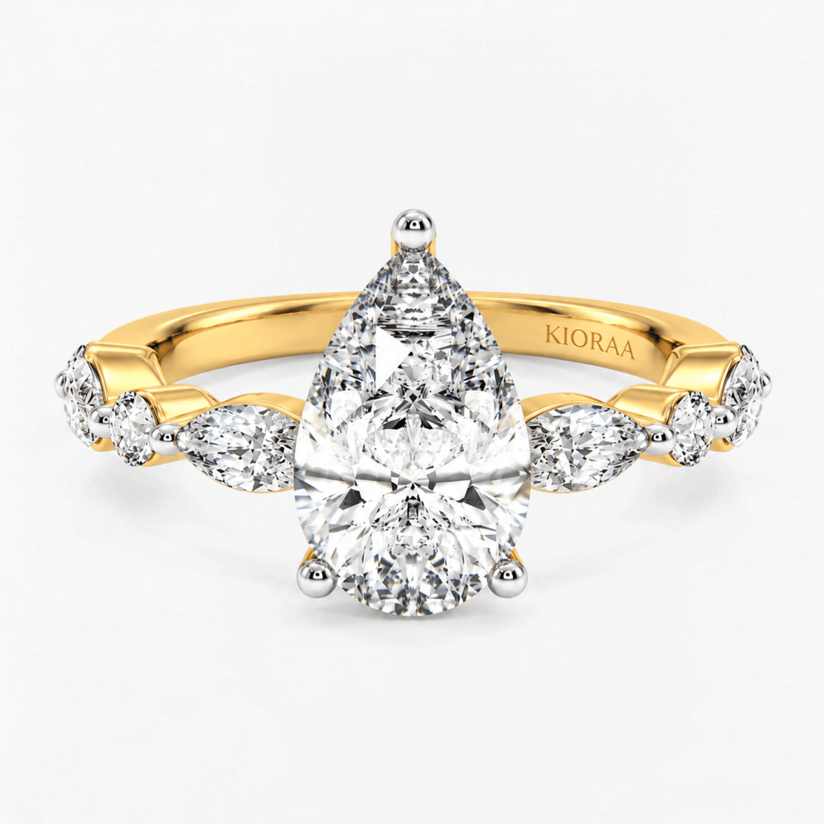 Pear Diamond Petals Solitaire Ring