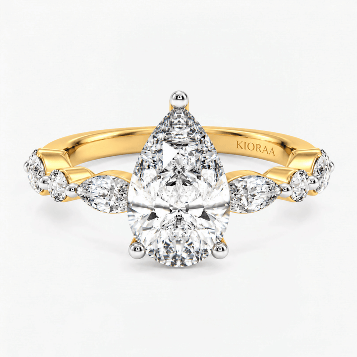 Pear Diamond Petals Solitaire Ring