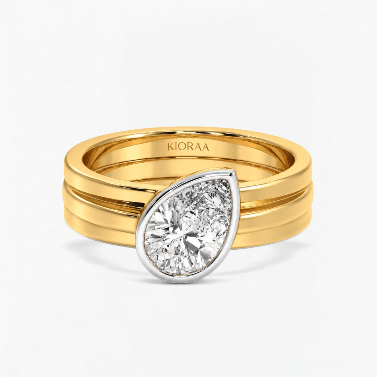 Pear Diamond Silhouette Bezel Solitaire Ring