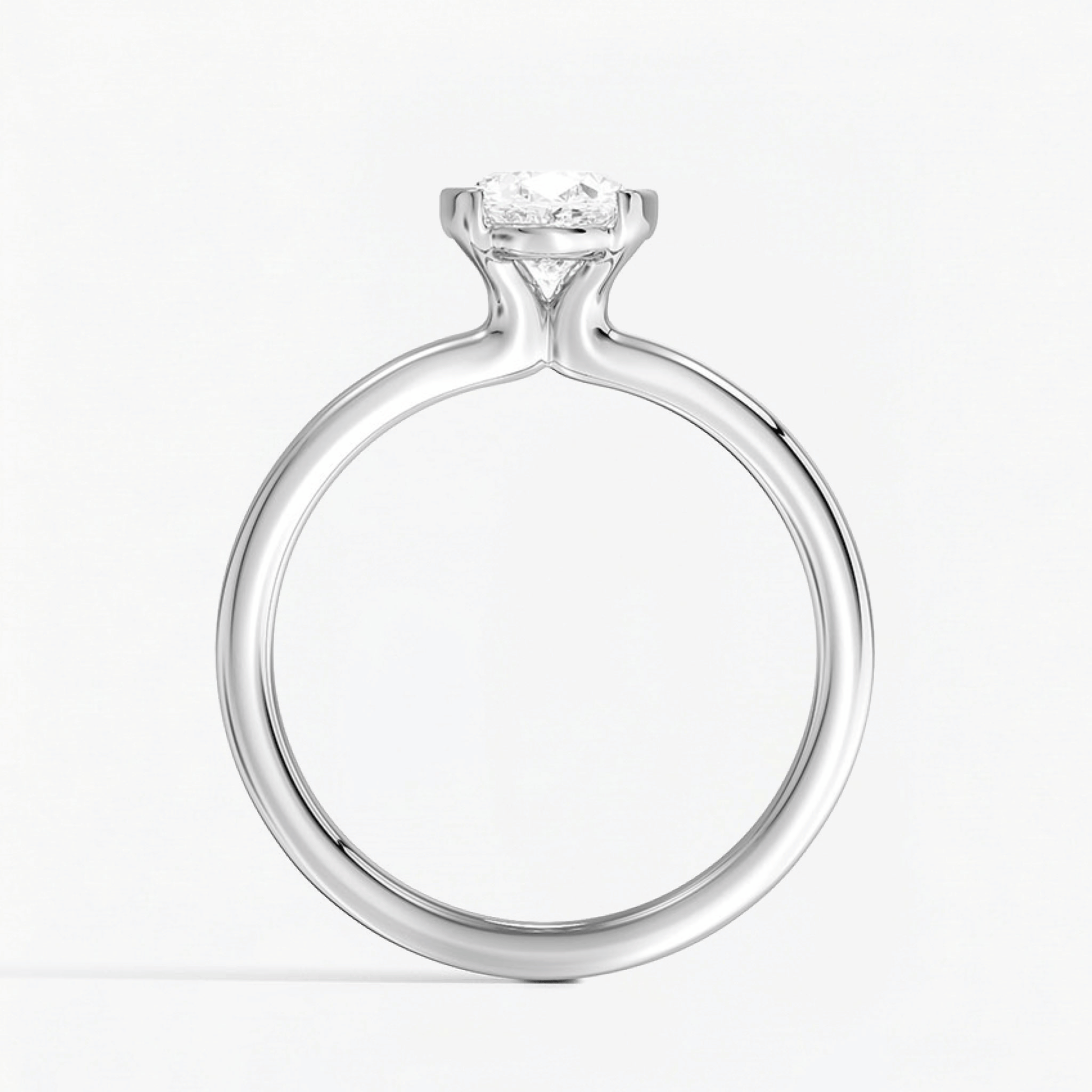 Classic Oval Shape Semi Bezel Set Solitaire Engagement Ring