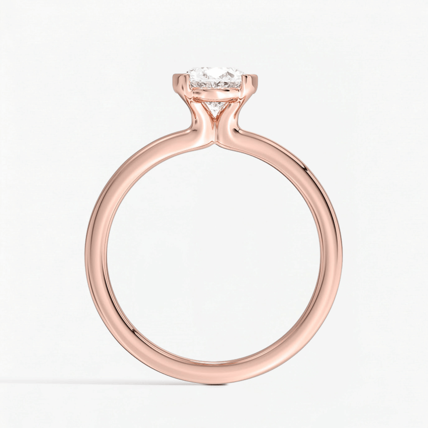 Classic Oval Shape Semi Bezel Set Solitaire Engagement Ring