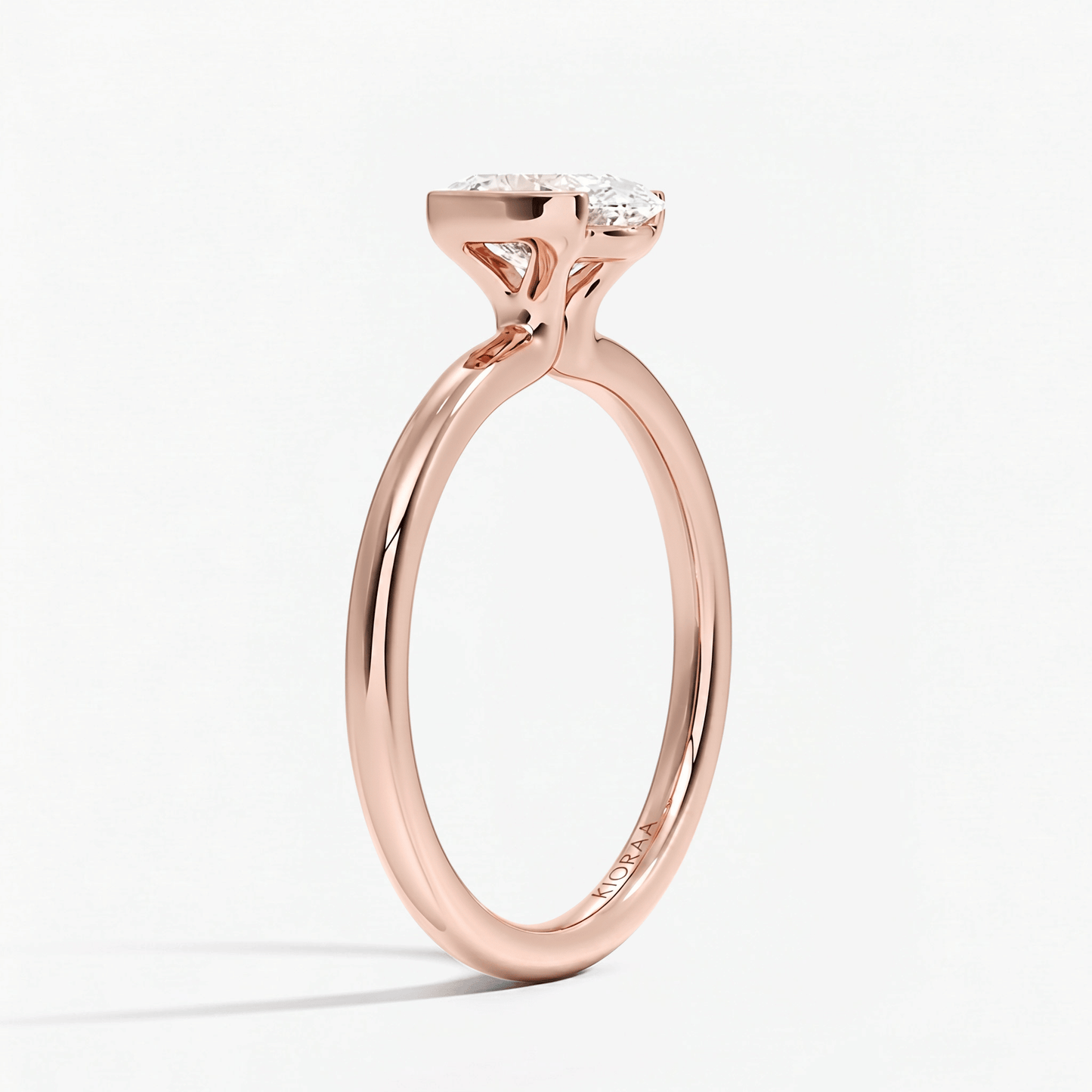 Classic Oval Shape Semi Bezel Set Solitaire Engagement Ring