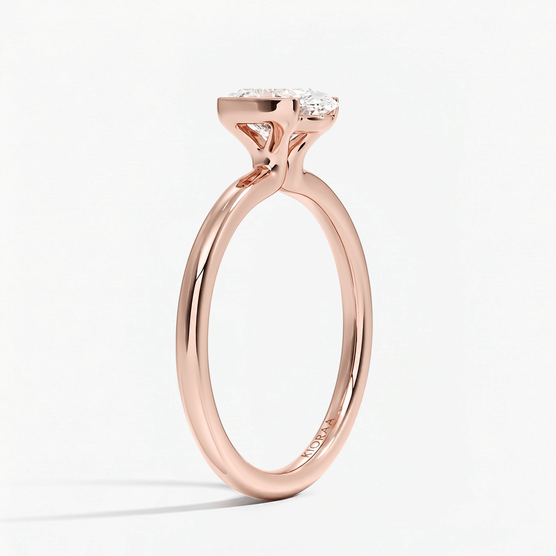 Classic Oval Shape Semi Bezel Set Solitaire Engagement Ring