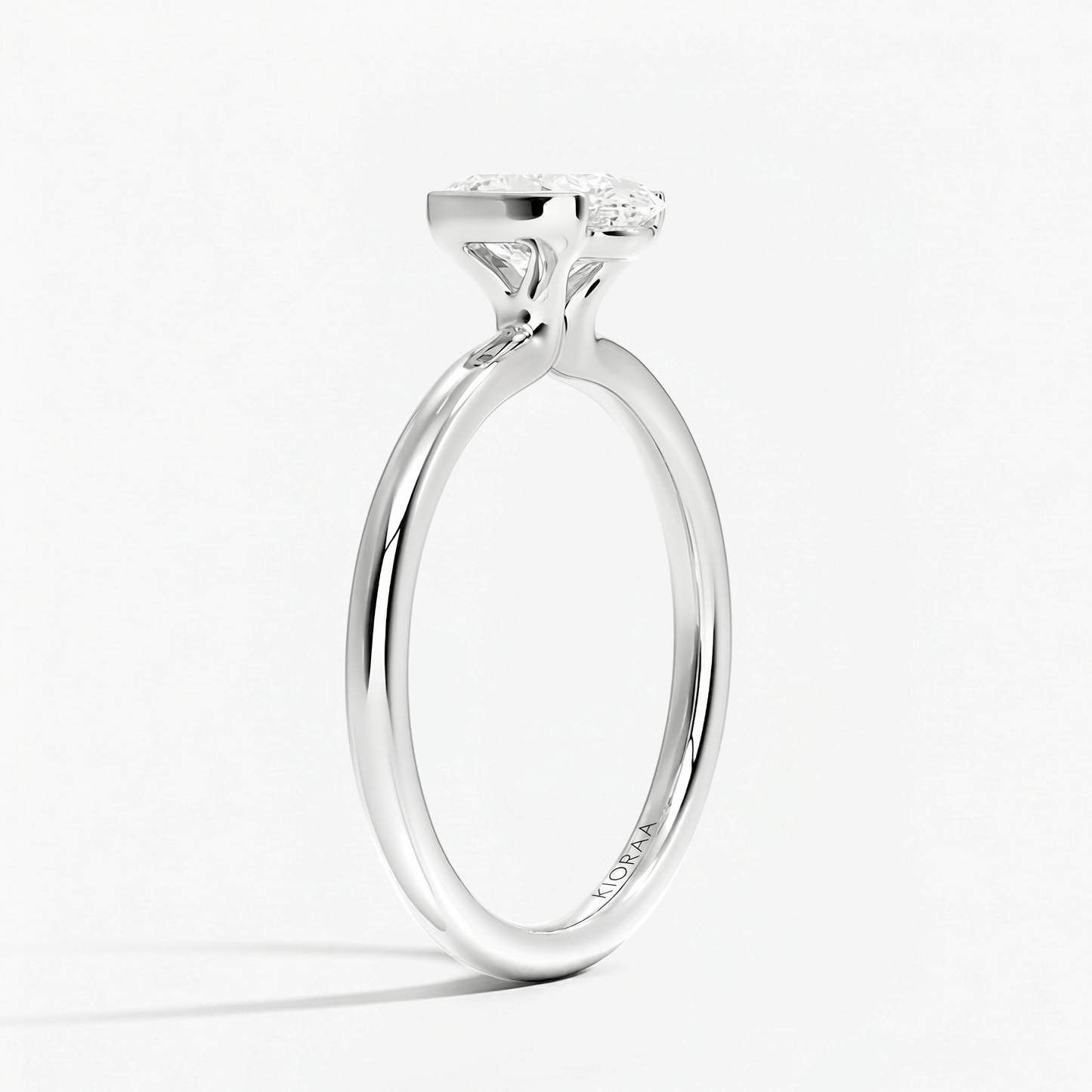 Classic Oval Shape Semi Bezel Set Solitaire Engagement Ring