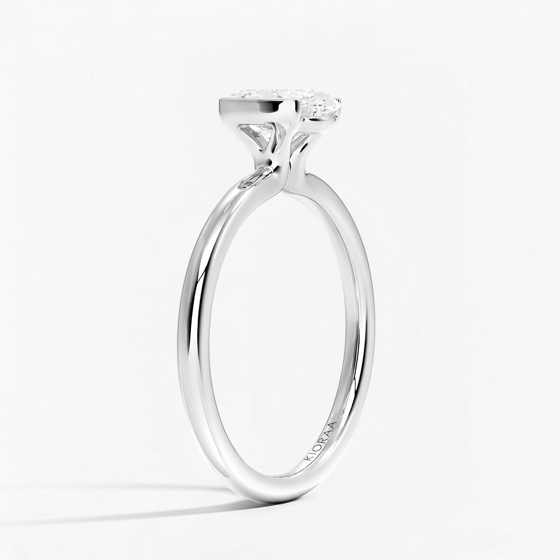 Classic Oval Shape Semi Bezel Set Solitaire Engagement Ring
