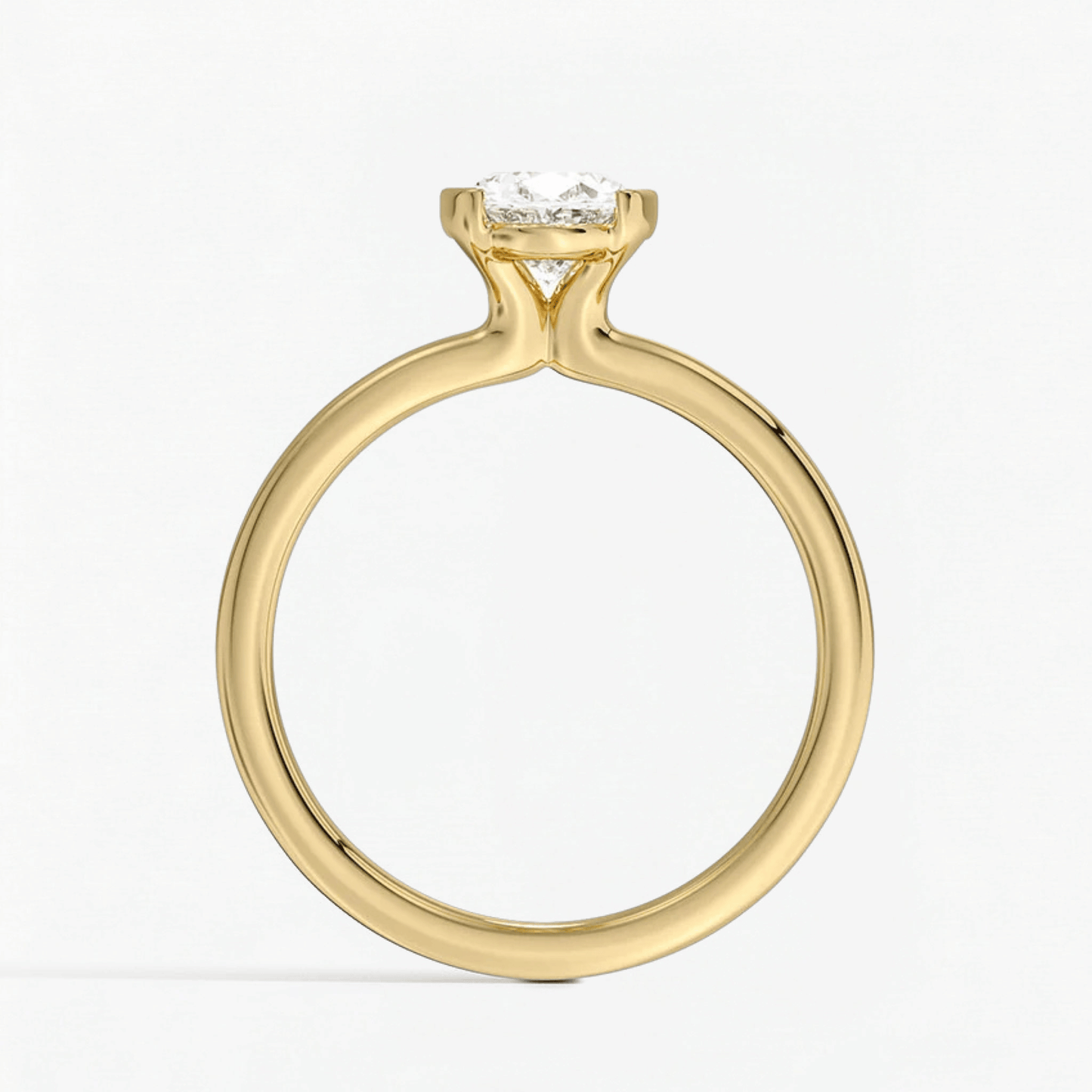 Classic Oval Shape Semi Bezel Set Solitaire Engagement Ring