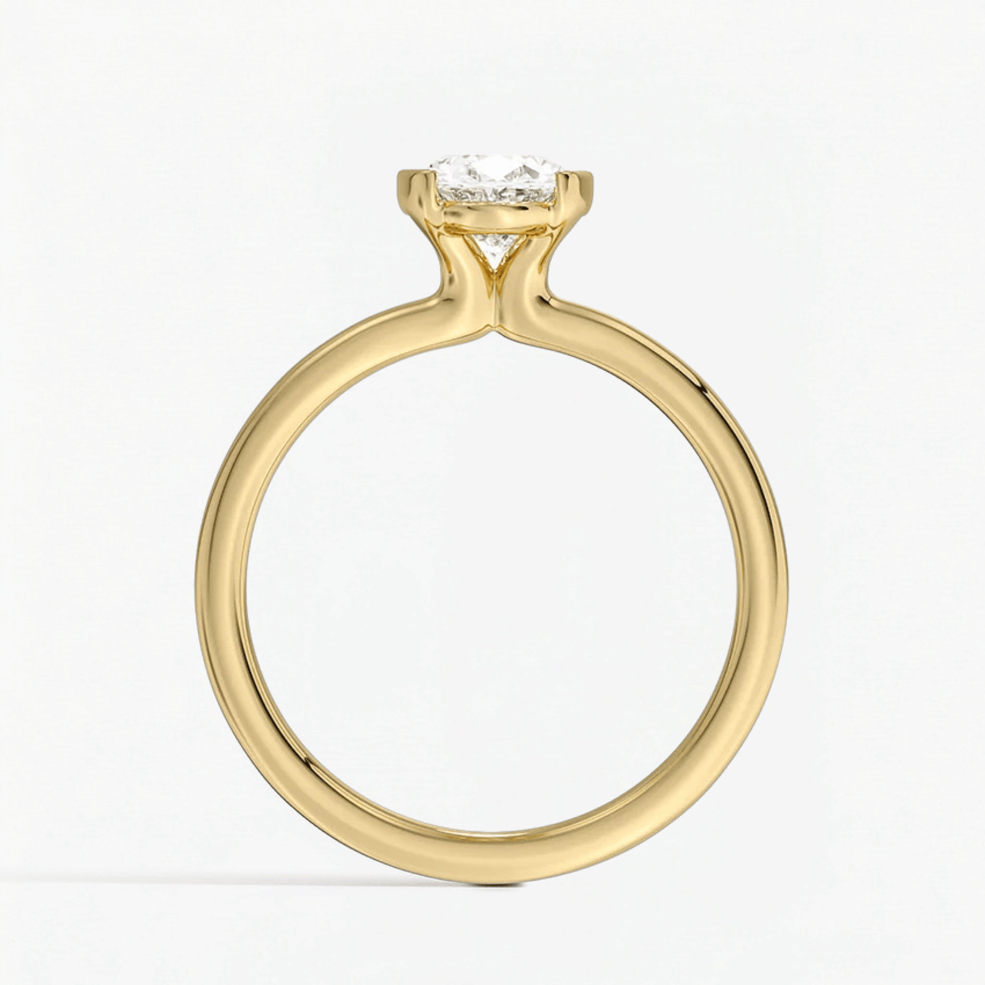 Classic Oval Shape Semi Bezel Set Solitaire Engagement Ring
