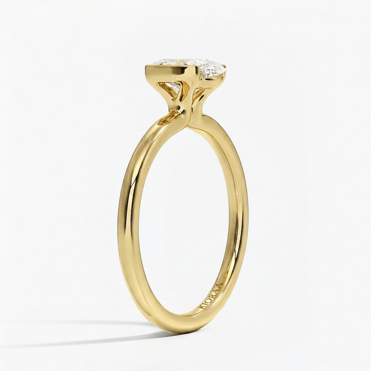 Classic Oval Shape Semi Bezel Set Solitaire Engagement Ring