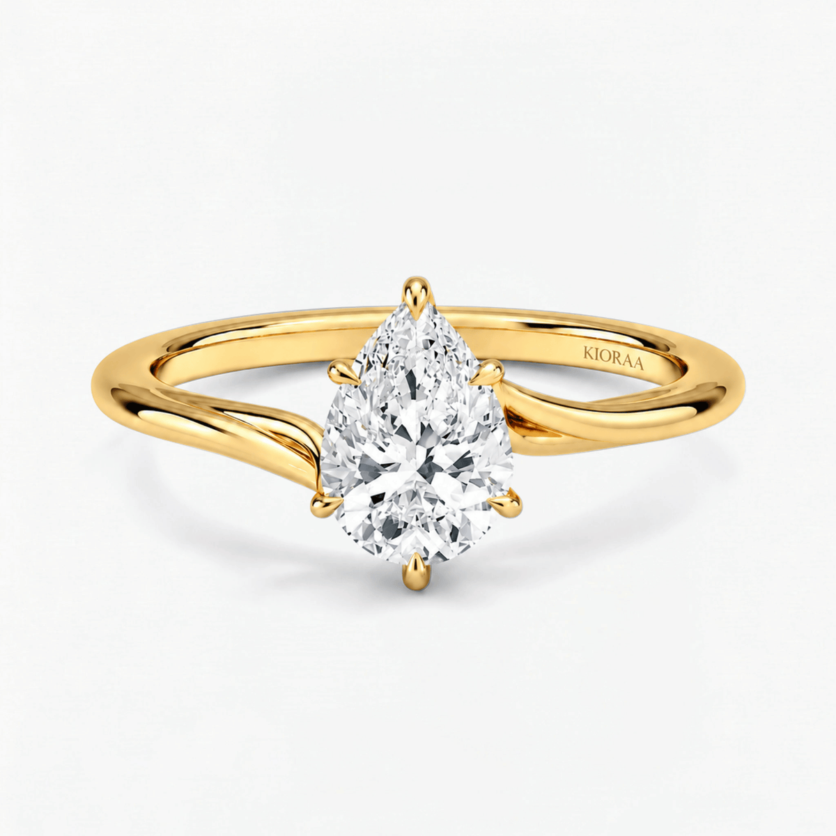 Pear Diamond Contour Twist Solitaire Ring