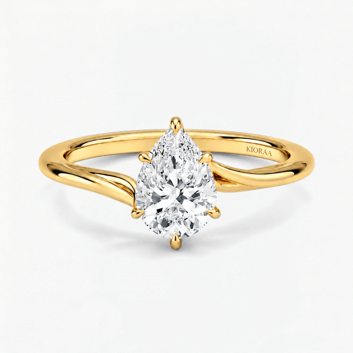 Pear Diamond Contour Twist Solitaire Ring
