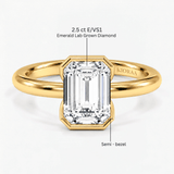 Emerald Half Bezel Solitaire Engagement Ring, thumbnail 10