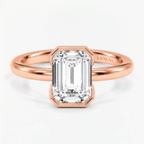 Emerald Half Bezel Solitaire Engagement Ring, thumbnail 2
