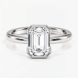 Emerald Half Bezel Solitaire Engagement Ring, thumbnail 4