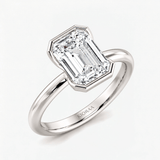 Emerald Half Bezel Solitaire Engagement Ring, thumbnail 5
