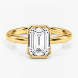 Emerald Half Bezel Solitaire Engagement Ring, thumbnail 1
