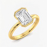 Emerald Half Bezel Solitaire Engagement Ring, thumbnail 3