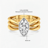 Marquise Trio Band Solitaire Engagement Ring, thumbnail 10