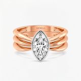 Marquise Trio Band Solitaire Engagement Ring, thumbnail 4