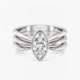Marquise Trio Band Solitaire Engagement Ring, thumbnail 5