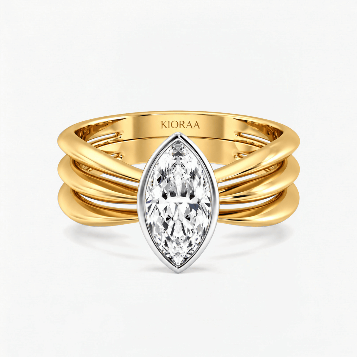 Marquise Trio Band Solitaire Engagement Ring