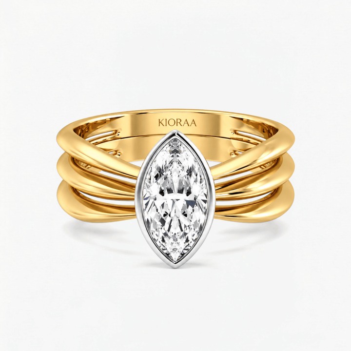 Marquise Trio Band Solitaire Engagement Ring